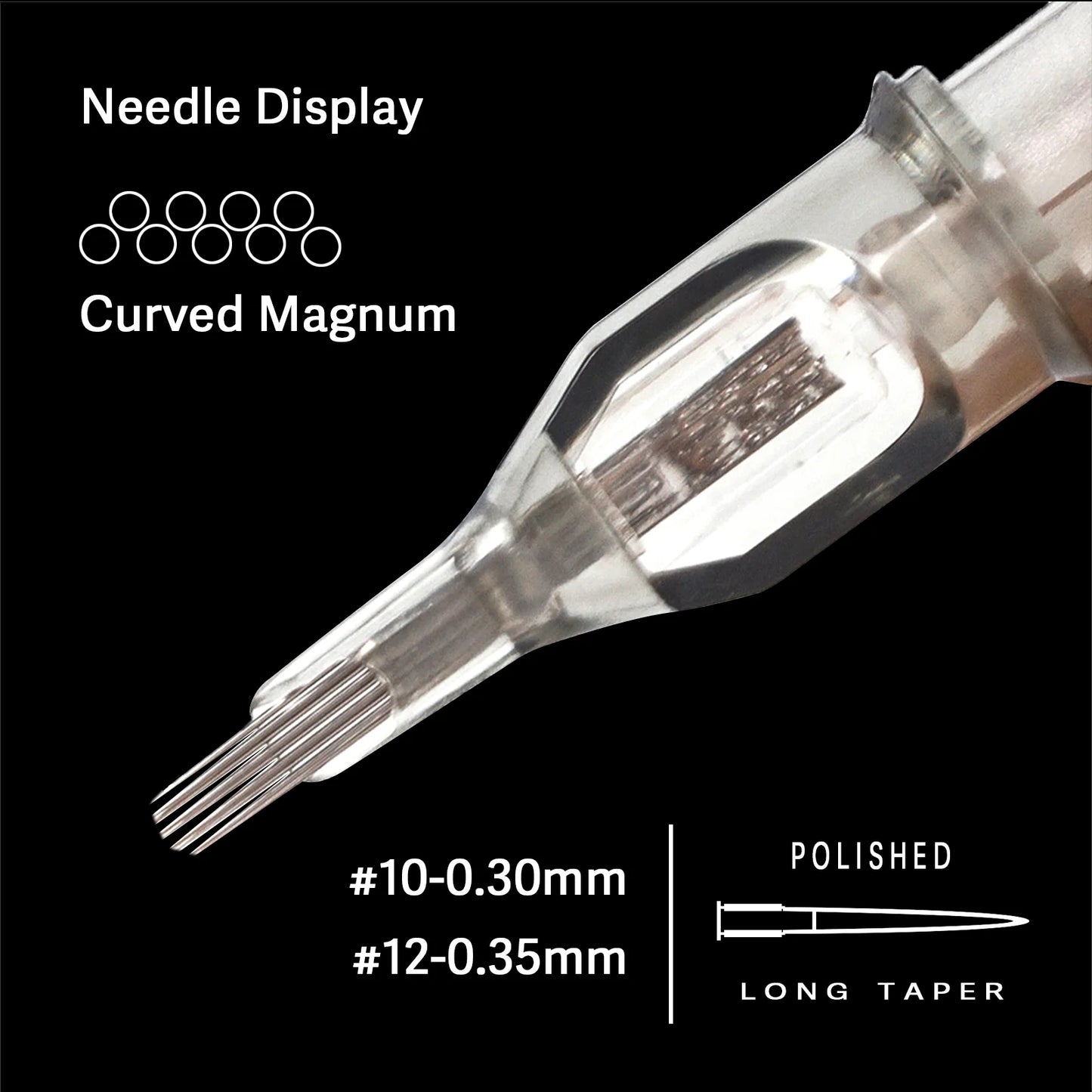 Cartucho de agulhas de tatuagem EZ Revolution Magnum curvado redondo Magnum # 12 (0,35 mm) Cone longo 5,5 mm Fornecimento de tatuagem 20 unidades/caixa