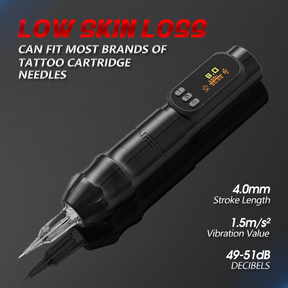 XNET Sage Max 1300mAh Brushless Motor Professional Tattoo Gun 4.0mm Stroke Wireless Tattoo Machine Pen with 28/32mm Grip