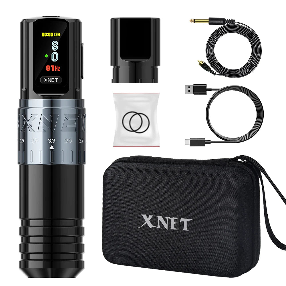 Xnet vipera profissional sem fio máquina de tatuagem curso ajustável 2.4-4.2mm display oled 2400mah bateria para artistas de tatuagem