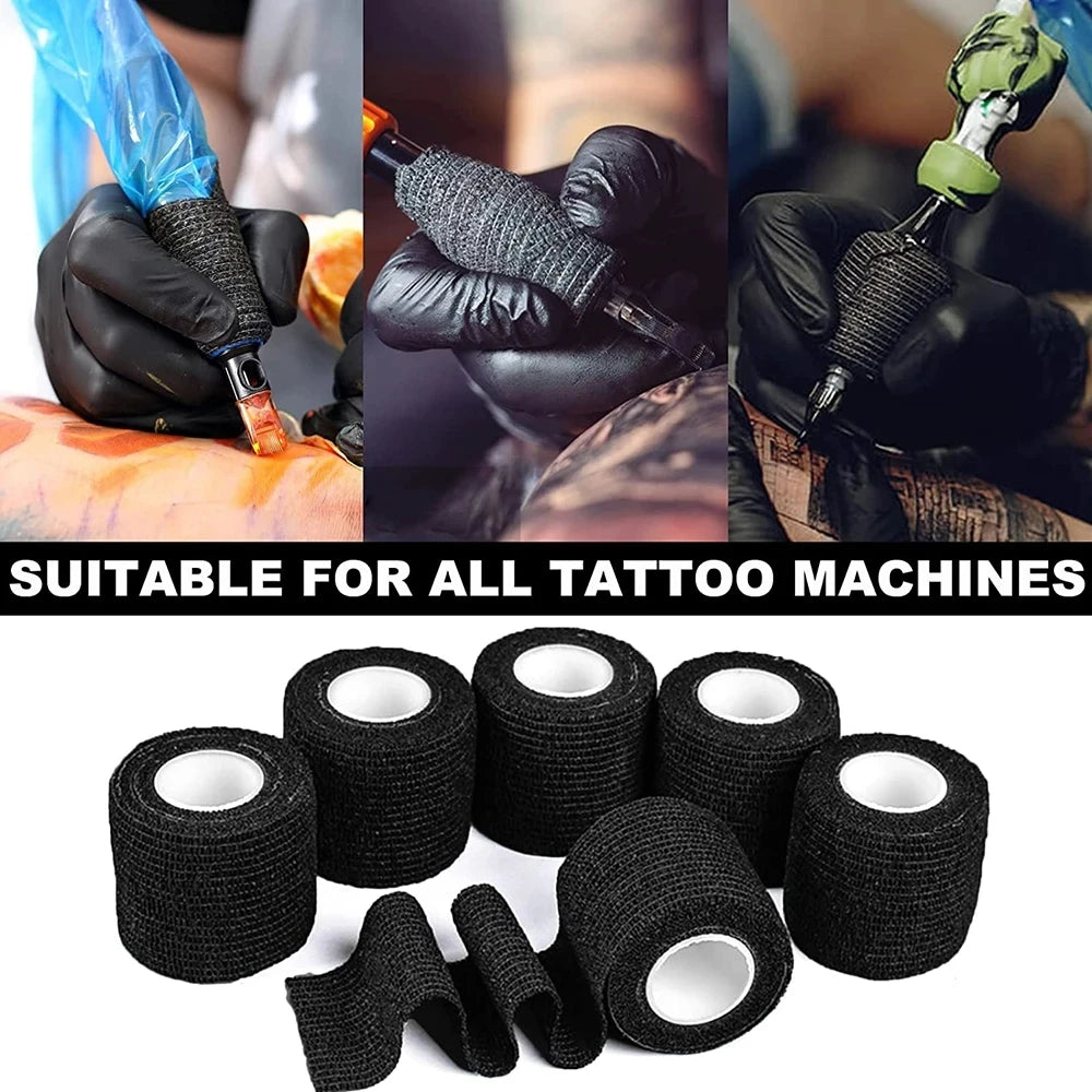 Emalla-bandagem auto-adesiva para tatuagem, capa de proteção, não tecido, impermeável, para dedo e pulso, acessórios de tatuagem, 24 peças
