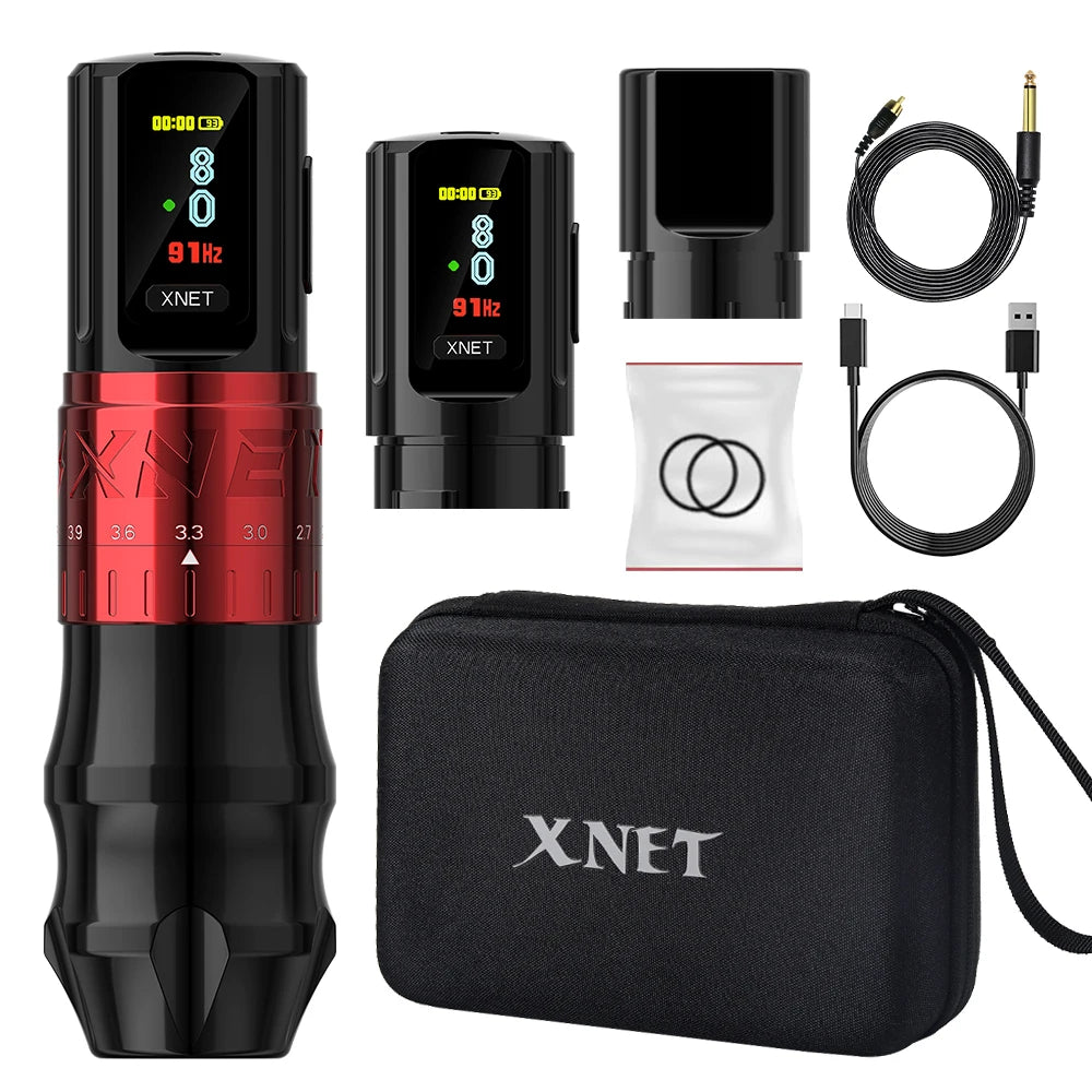 Xnet besta profissional sem fio máquina de tatuagem caneta curso ajustável 2.4-4.2mm display oled 2400mah bateria para artistas de tatuagem