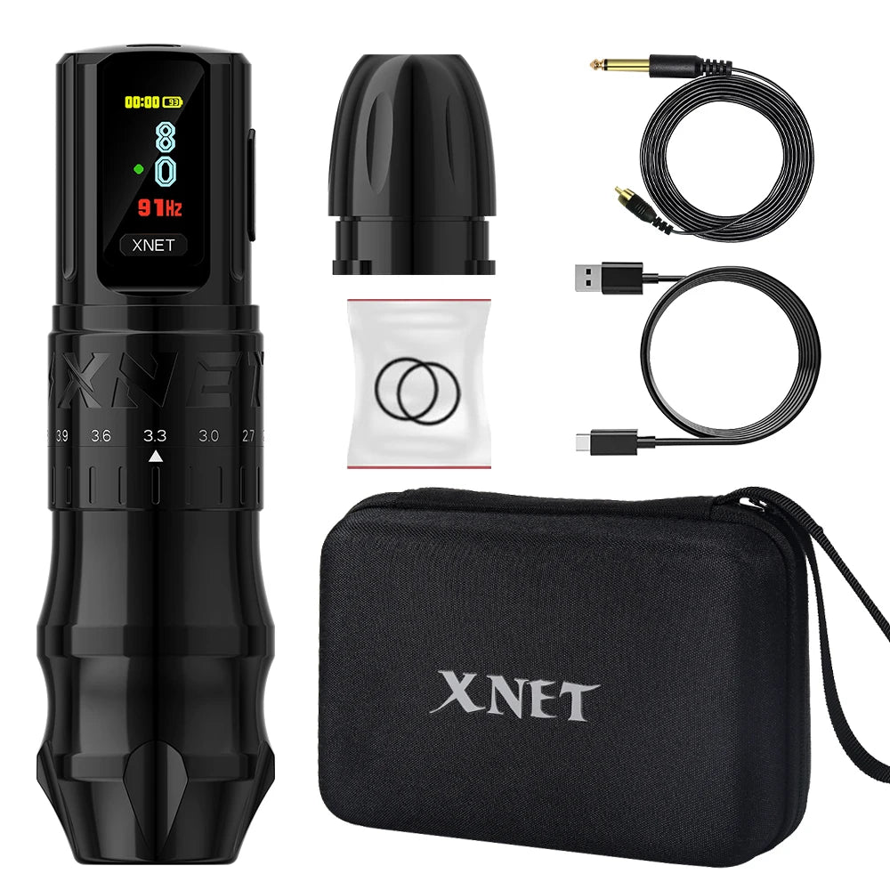 Xnet besta profissional sem fio máquina de tatuagem caneta curso ajustável 2.4-4.2mm display oled 2400mah bateria para artistas de tatuagem