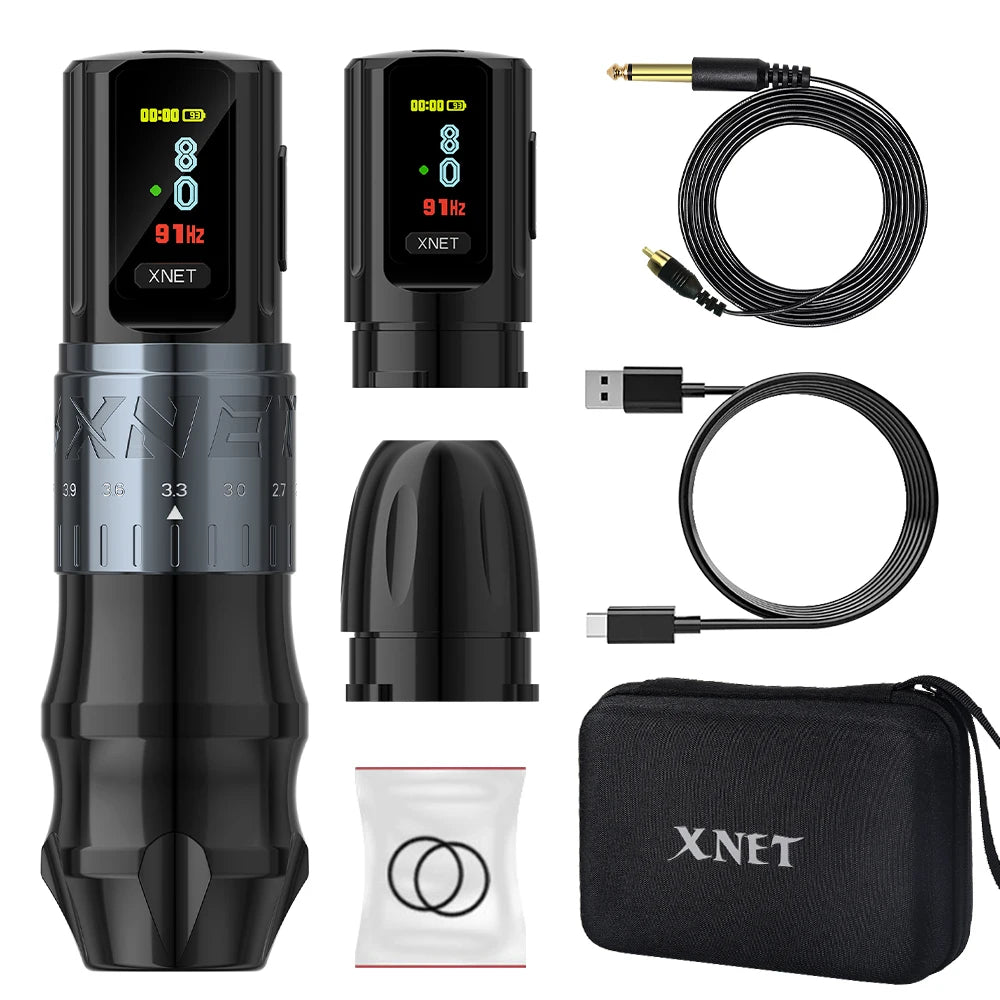 Xnet besta profissional sem fio máquina de tatuagem caneta curso ajustável 2.4-4.2mm display oled 2400mah bateria para artistas de tatuagem