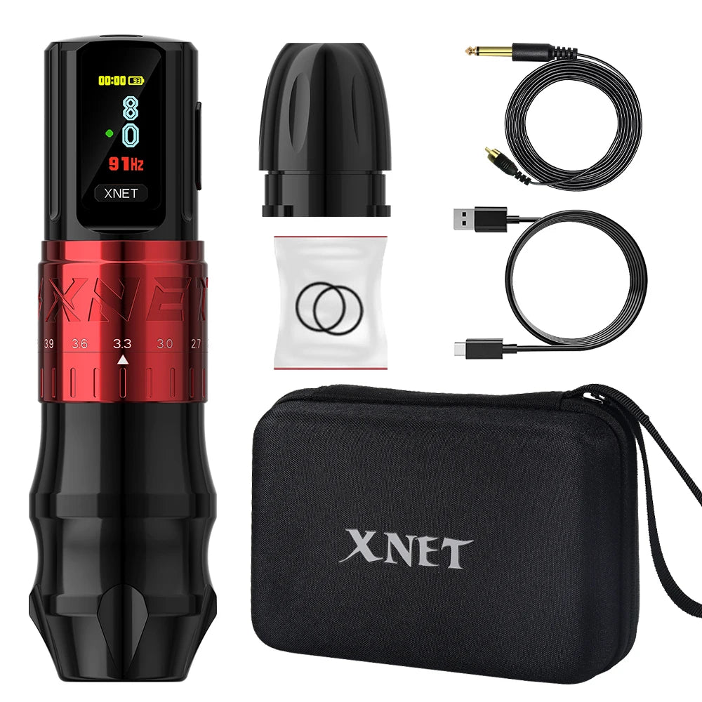 Xnet besta profissional sem fio máquina de tatuagem caneta curso ajustável 2.4-4.2mm display oled 2400mah bateria para artistas de tatuagem