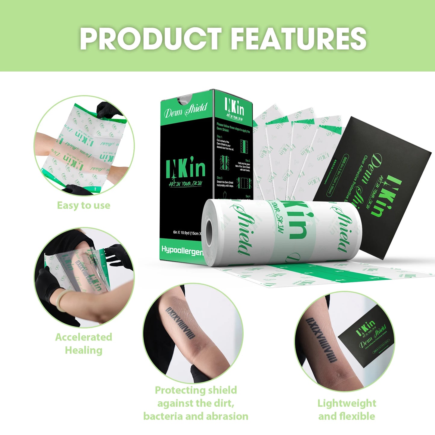 INKIN-Filme à prova d'água de tatuagem, Premium Derm Shield