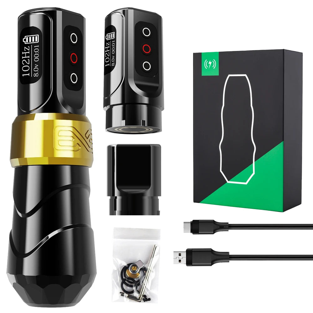 Xnet flux max máquina de tatuagem sem fio caneta rotativa motor coreless 2400mah capacidade da bateria display digital led para artista tatuagem