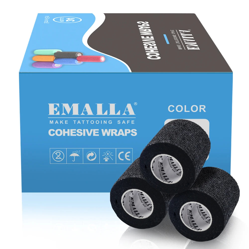 Emalla-bandagem auto-adesiva para tatuagem, capa de proteção, não tecido, impermeável, para dedo e pulso, acessórios de tatuagem, 24 peças