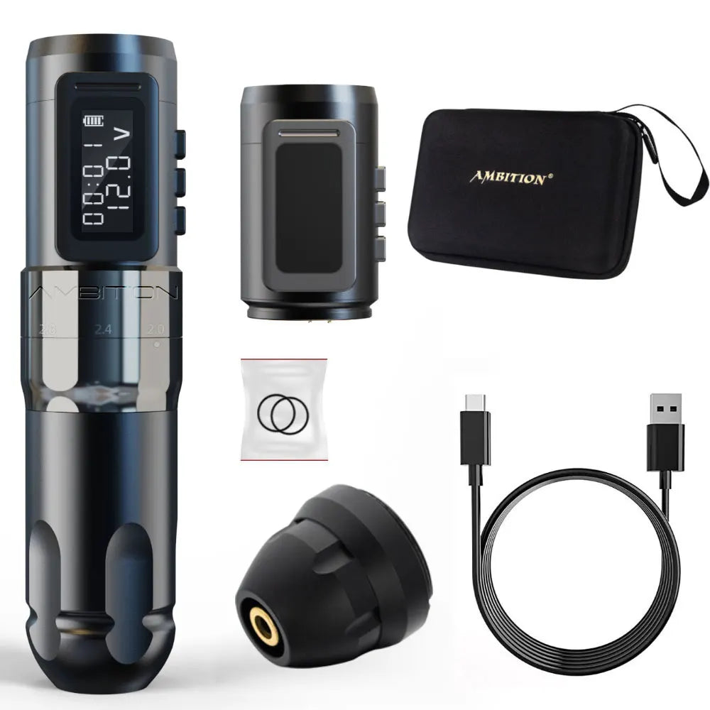 Ambição MARS-U profissional sem fio máquina de tatuagem caneta curso ajustável 2-4mm cartucho 1800mah coreless motor tatuadores