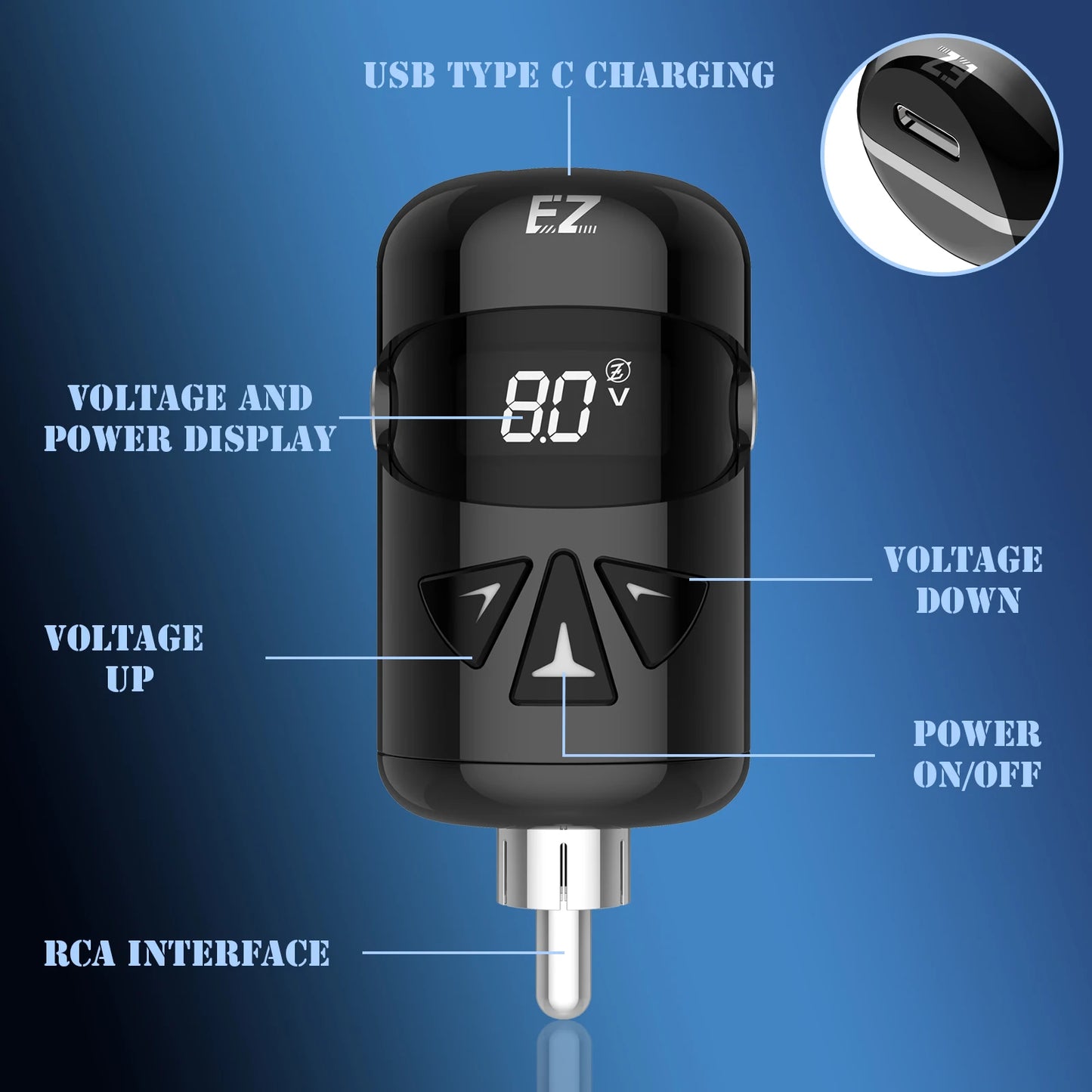 EZ Portex PG3 Mini Tattoo Battery Pack, fonte de alimentação sem fio para máquina de tatuagem RCA Connector, 1100mAh bateria capacidade