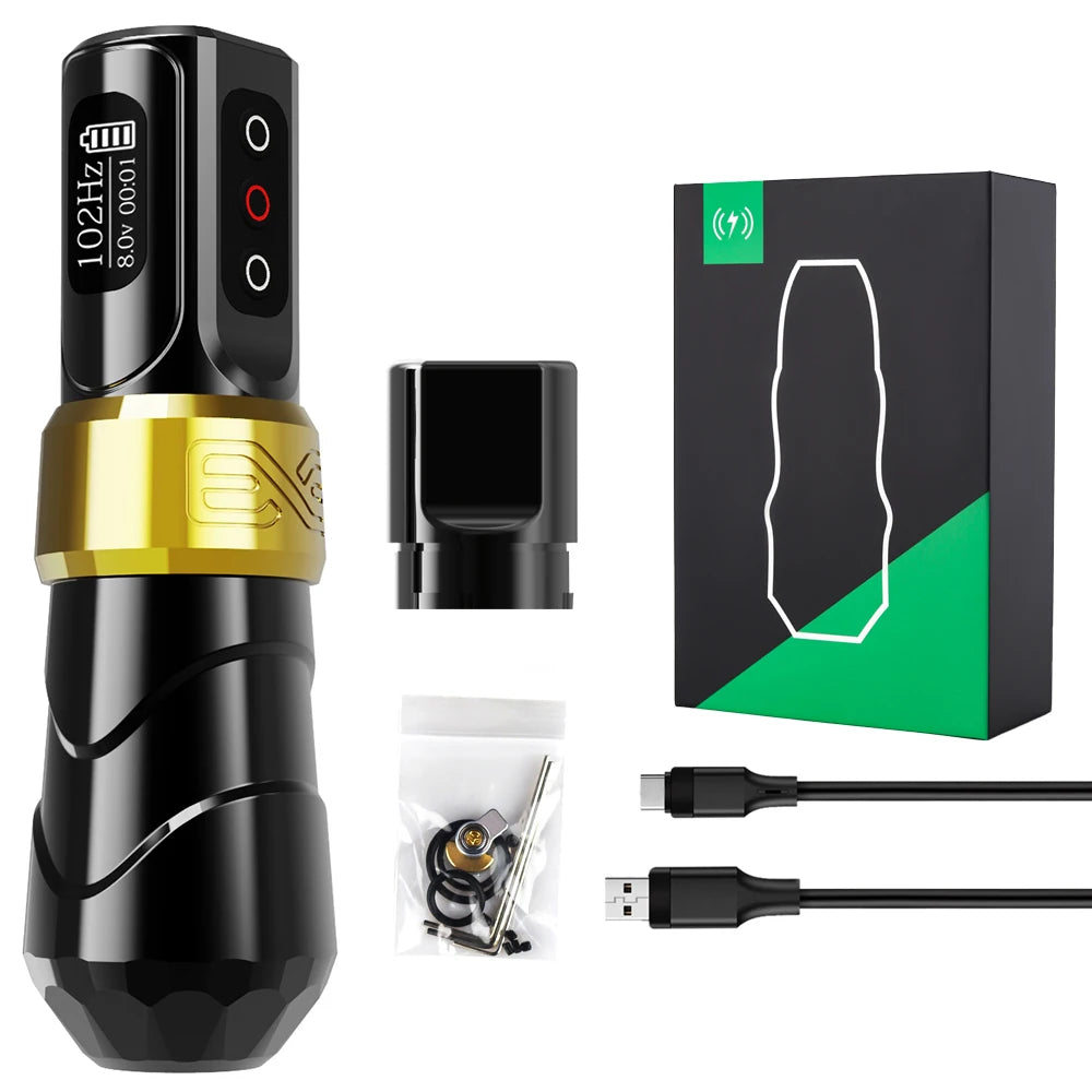 Xnet flux max máquina de tatuagem sem fio caneta rotativa motor coreless 2400mah capacidade da bateria display digital led para artista tatuagem