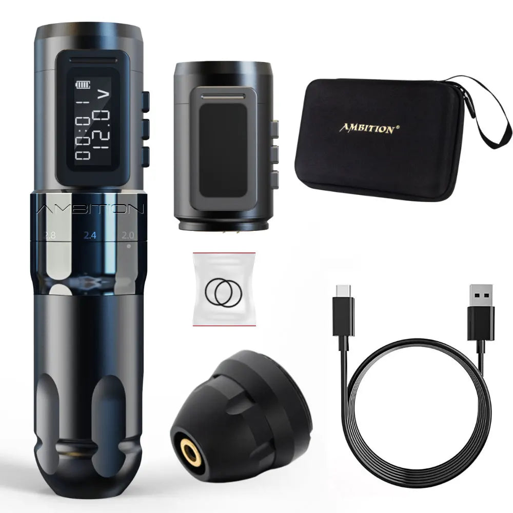 Ambição MARS-U profissional sem fio máquina de tatuagem caneta curso ajustável 2-4mm cartucho 1800mah coreless motor tatuadores