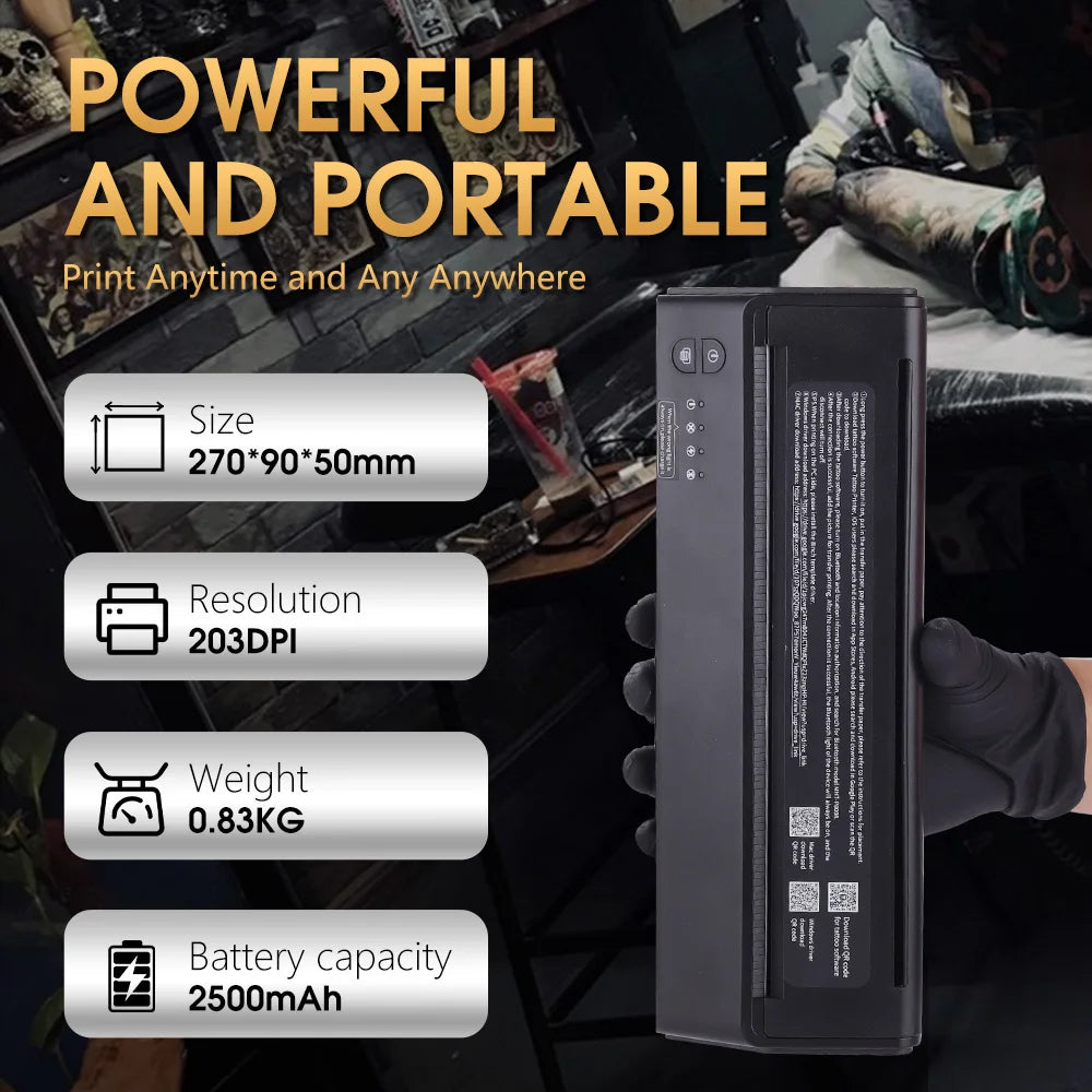 Xnet portátil sem fio impressora de tatuagem transferência térmica bluetooth usb máquina móvel texto pdf documento fabricante com papel