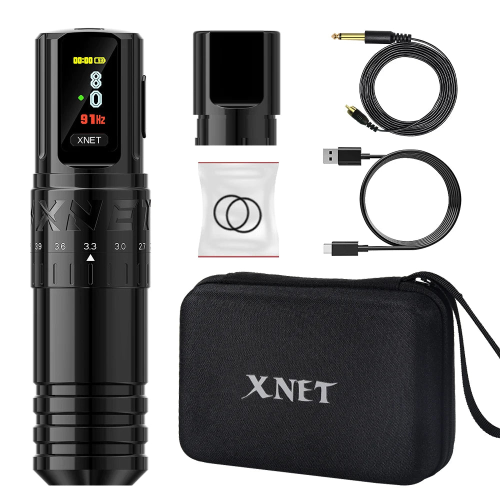 Xnet vipera profissional sem fio máquina de tatuagem curso ajustável 2.4-4.2mm display oled 2400mah bateria para artistas de tatuagem