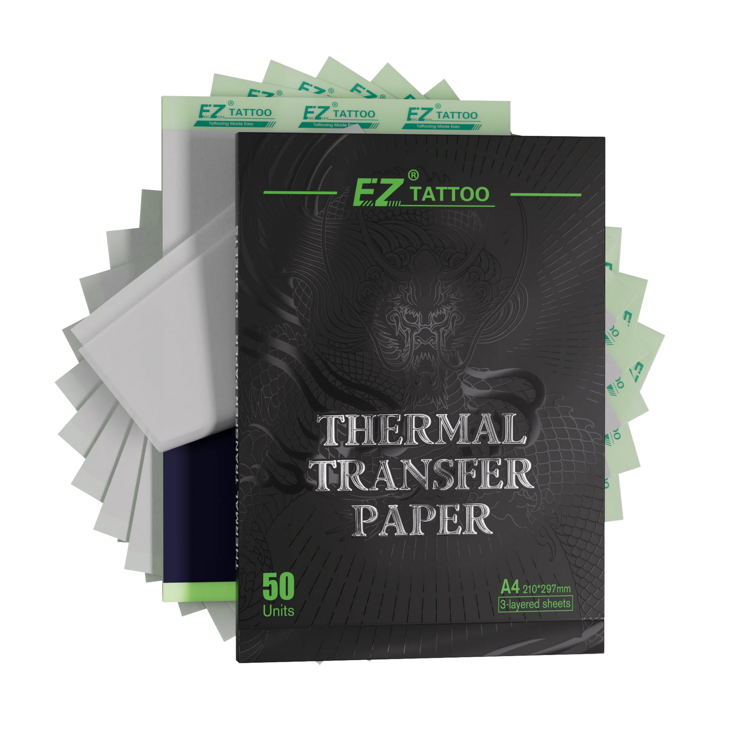 Papel de transferência de tatuagem ez, 20/50 peças, tamanho a4, copiadora térmica, papéis de estêncil para máquina de transferência de tatuagem, acessórios de papel