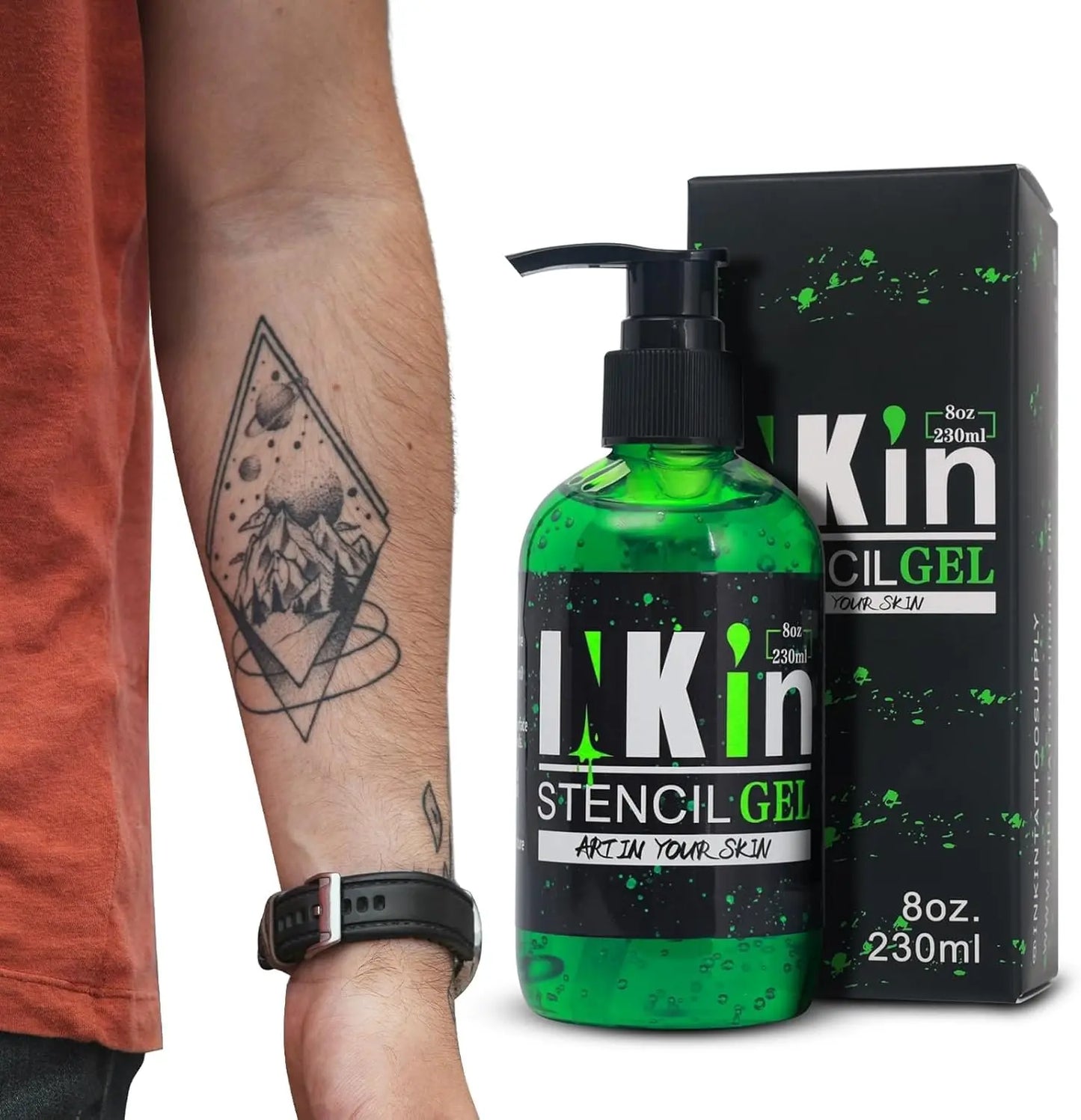 Inkin gel de transferência de tatuagem 230 ml, estêncil profissional, material de tatuagem, gel para cores de tatuagem reforçadas, acessórios de tatuagem