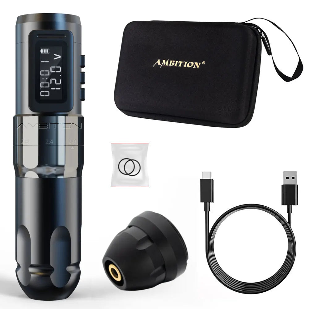 Ambição MARS-U profissional sem fio máquina de tatuagem caneta curso ajustável 2-4mm cartucho 1800mah coreless motor tatuadores