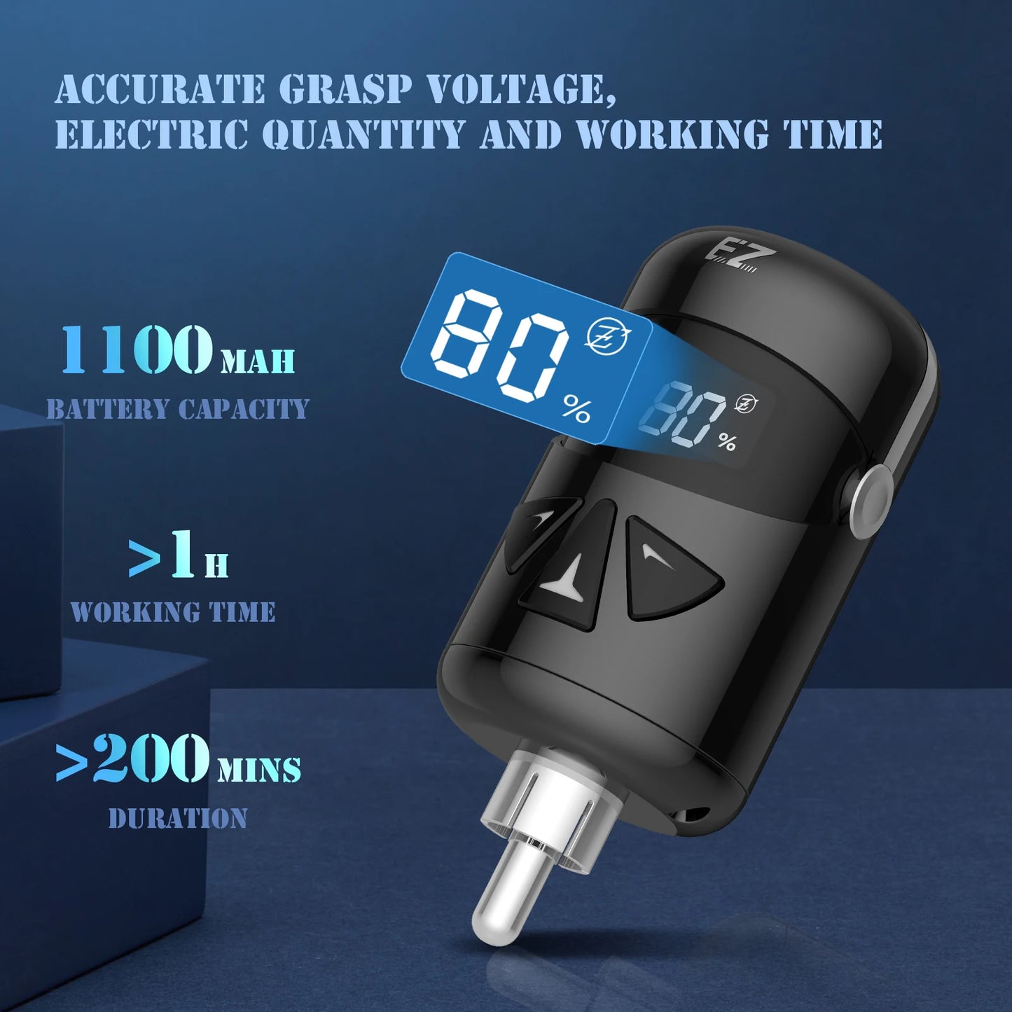 EZ Portex PG3 Mini Tattoo Battery Pack, fonte de alimentação sem fio para máquina de tatuagem RCA Connector, 1100mAh bateria capacidade