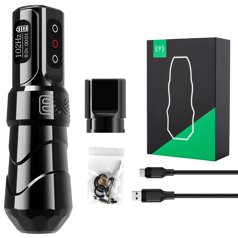 Xnet flux max máquina de tatuagem sem fio caneta rotativa motor coreless 2400mah capacidade da bateria display digital led para artista tatuagem