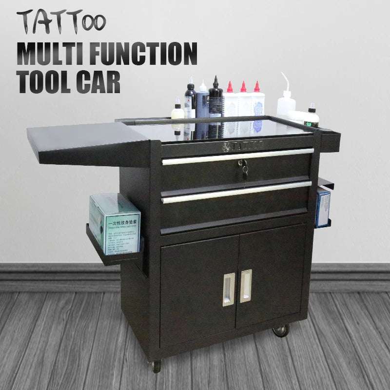 Taidu carrinho de ferramentas de tatuagem com duas darwers caixa de ferramentas de tatuagem estação de trabalho com roda universal caixa de ferramentas de tatuagem de aço equipamento de tatuagem
