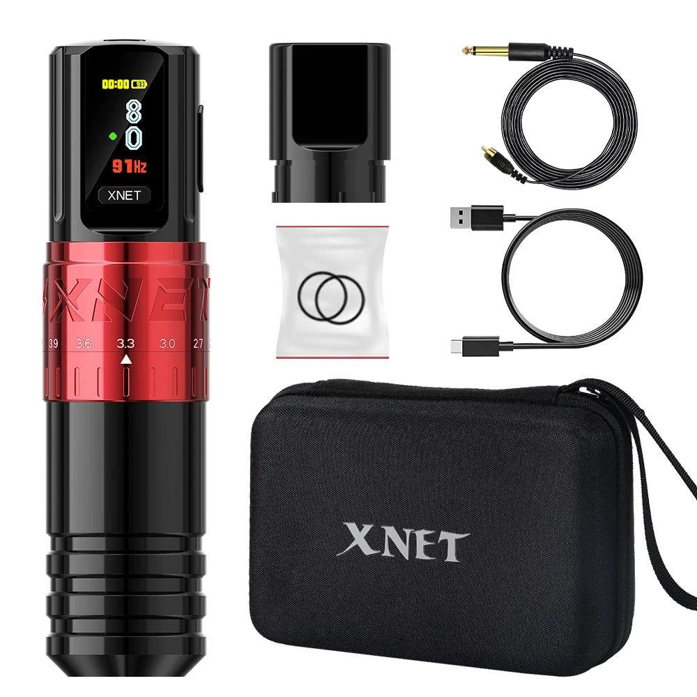 Xnet vipera profissional sem fio máquina de tatuagem curso ajustável 2.4-4.2mm display oled 2400mah bateria para artistas de tatuagem