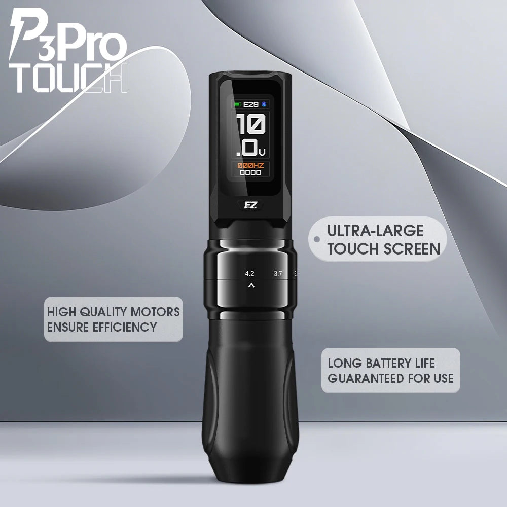 EZ P3 Pro TOUCH Curso Ajustável TouchScreen Máquina de Tatuagem Sem Fio Caneta 2000mAh Bateria Sem Fio 2.0-4.2mm Curso