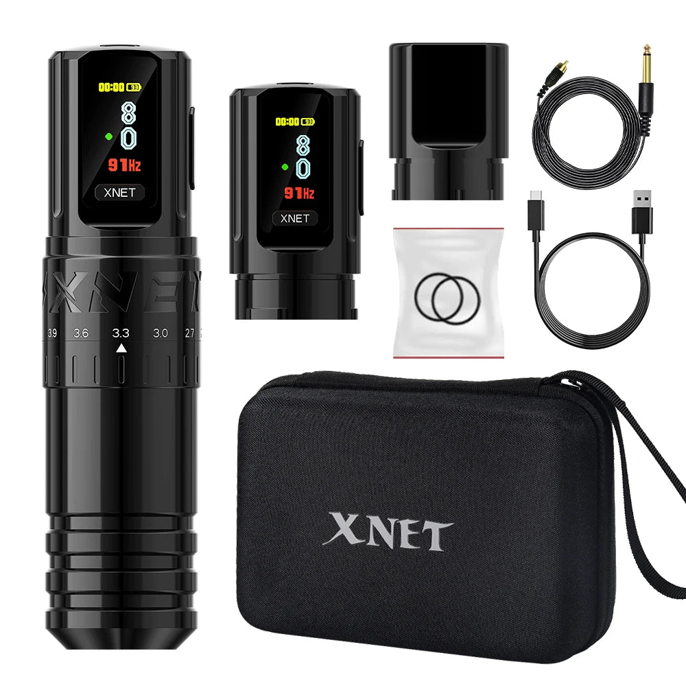 Xnet vipera profissional sem fio máquina de tatuagem curso ajustável 2.4-4.2mm display oled 2400mah bateria para artistas de tatuagem