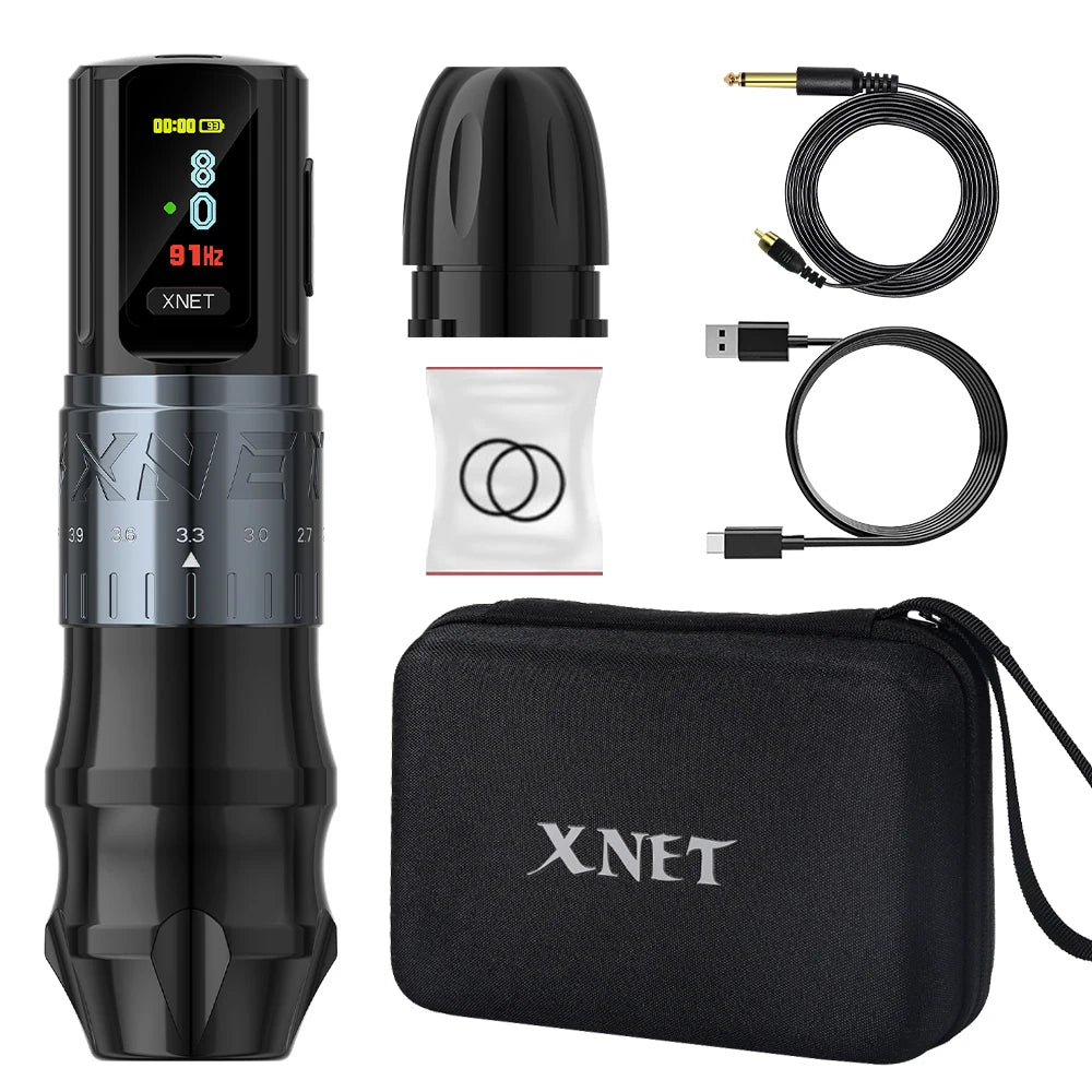 Xnet besta profissional sem fio máquina de tatuagem caneta curso ajustável 2.4-4.2mm display oled 2400mah bateria para artistas de tatuagem