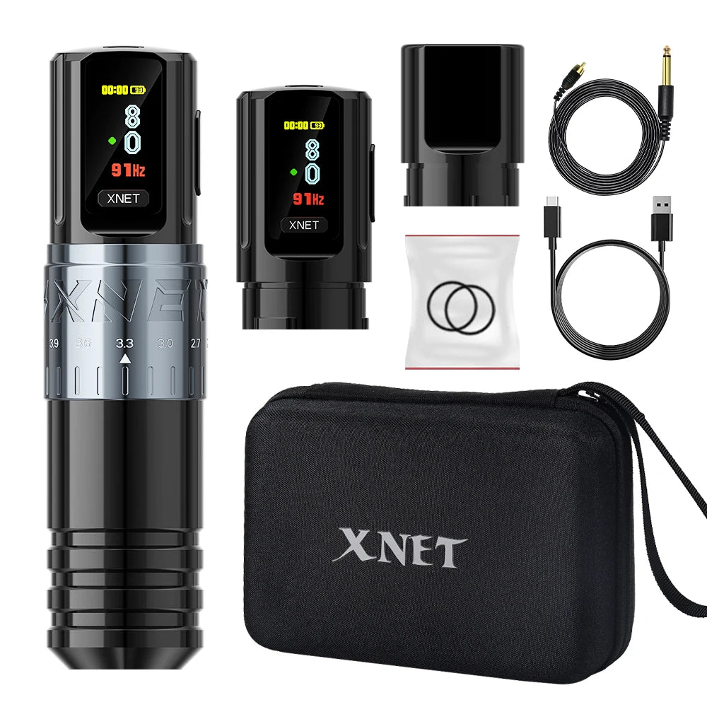 Xnet vipera profissional sem fio máquina de tatuagem curso ajustável 2.4-4.2mm display oled 2400mah bateria para artistas de tatuagem