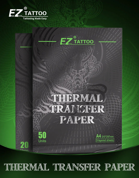 Papel de transferência de tatuagem ez, 20/50 peças, tamanho a4, copiadora térmica, papéis de estêncil para máquina de transferência de tatuagem, acessórios de papel