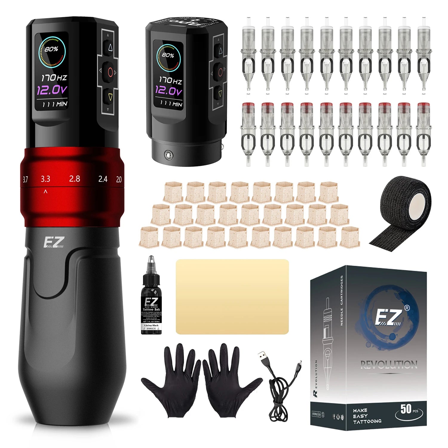 EZ P3 Pro Cordless Tattoo Machine • Adjustable Stroke and Pro Performance