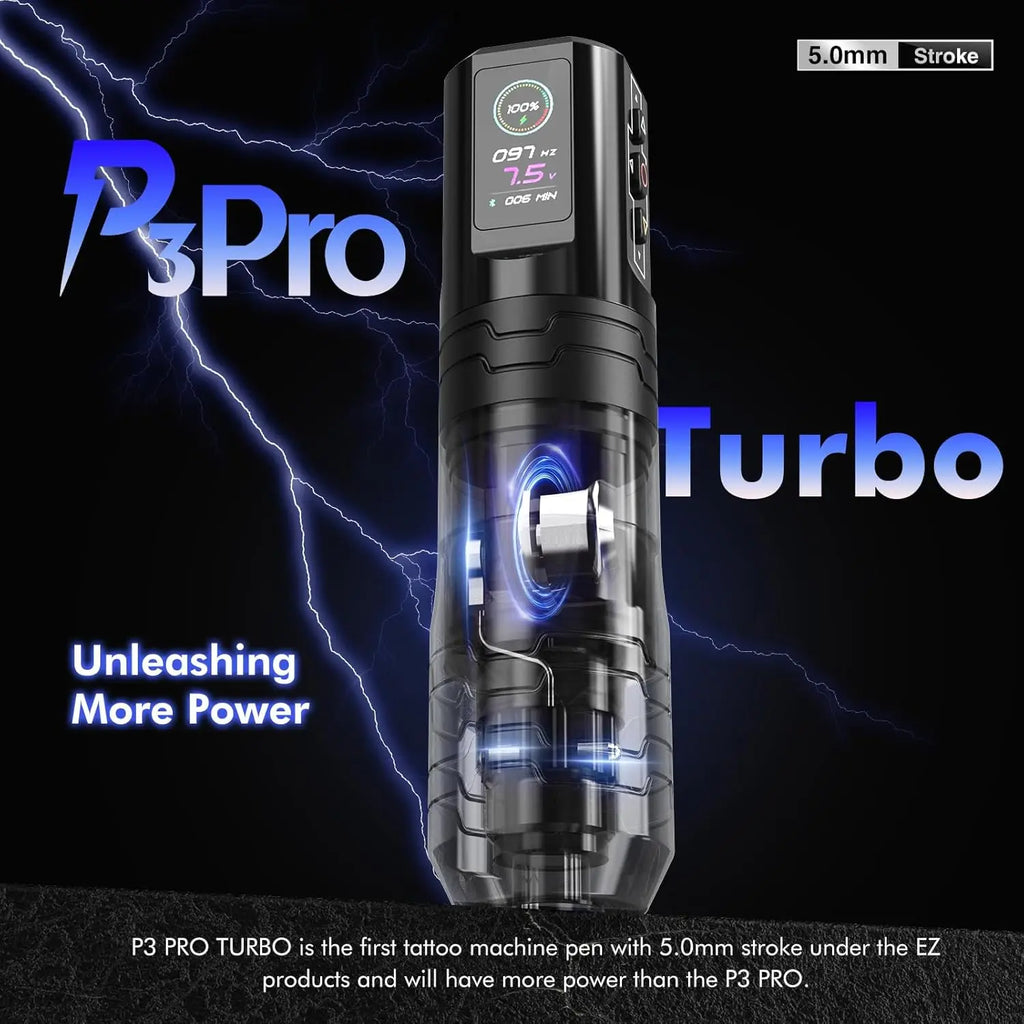 EZ P3 Pro Turbo – Cordless Tattoo Machine with Full Control