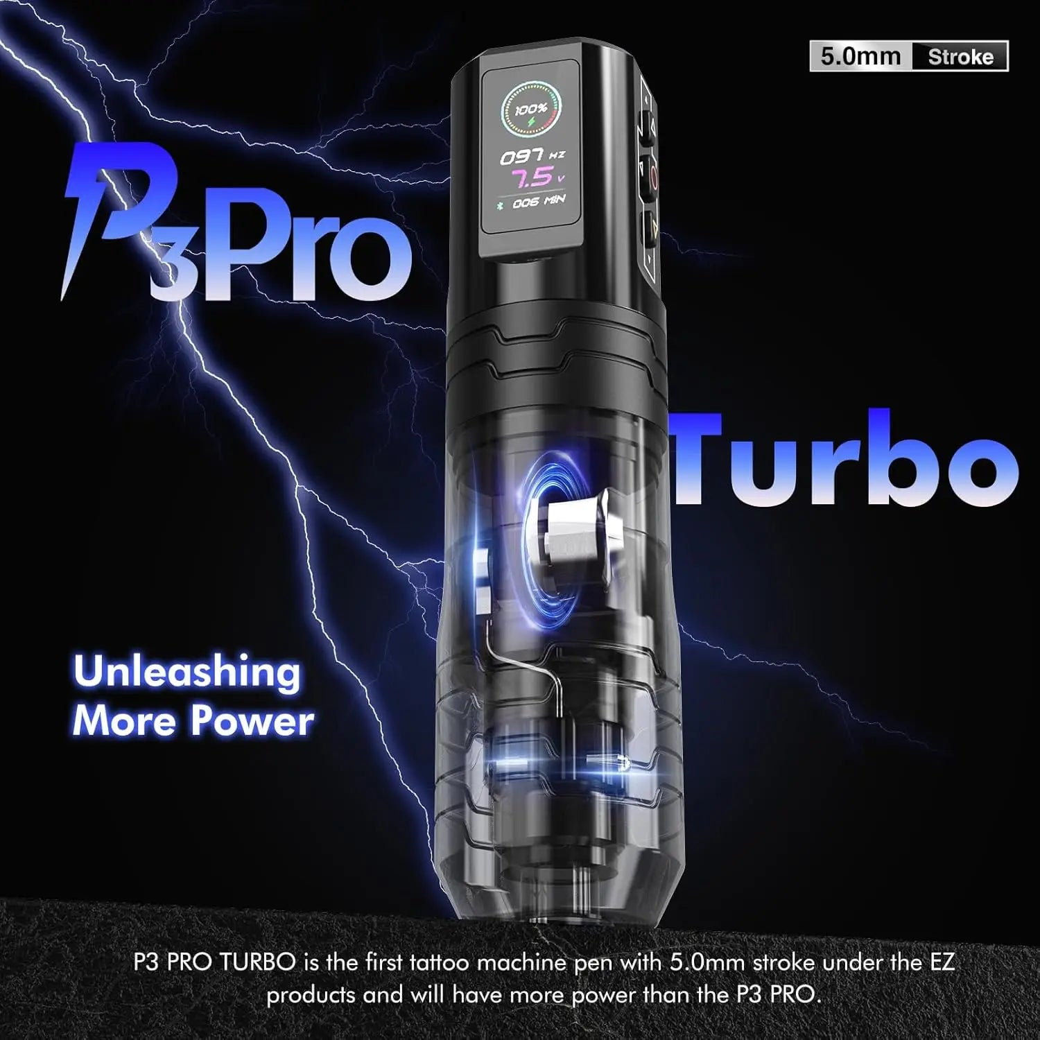 EZ P3 Pro Turbo – Cordless Tattoo Machine with Full Control