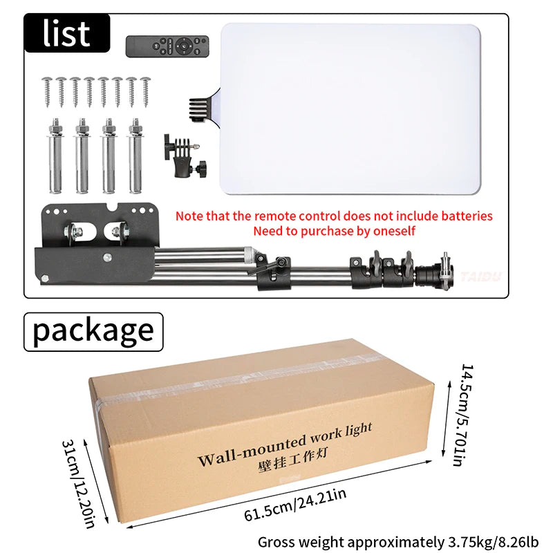 Lámpara de pared LED Taidu para tatuajes con iluminación ajustable