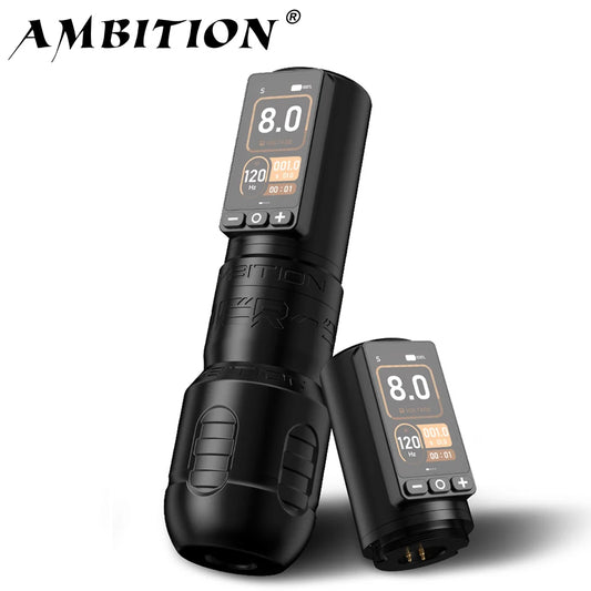 Ambition soldier270 máquina de tatuagem sem fio 4.0-4.5mm curso motor sem escova caneta profissional 2400mah bateria aperto 34-42mm