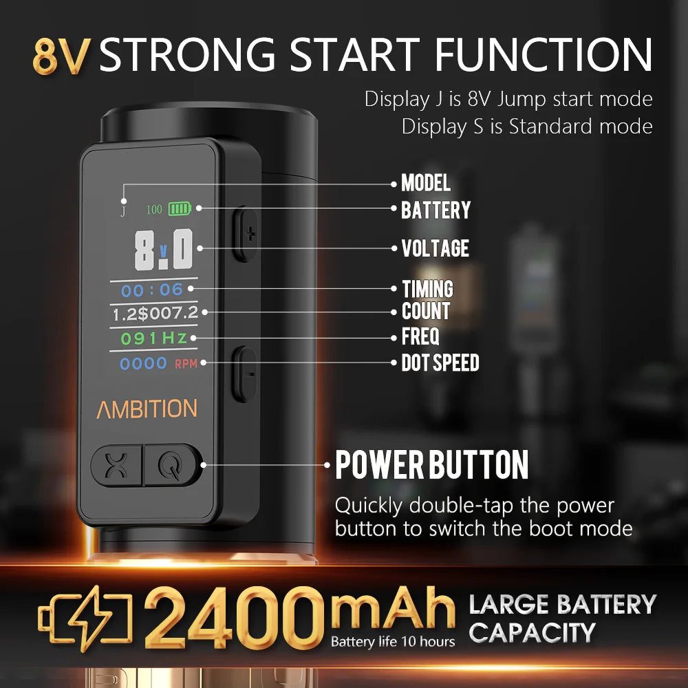 Ambition Soldier Max – Cordless Tattoo Machine with Coreless Motor and Long-Lasting Battery