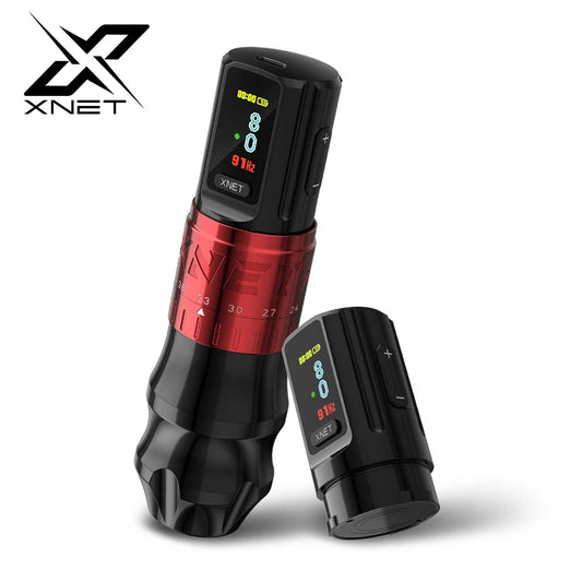 Xnet besta profissional sem fio máquina de tatuagem caneta curso ajustável 2.4-4.2mm display oled 2400mah bateria para artistas de tatuagem