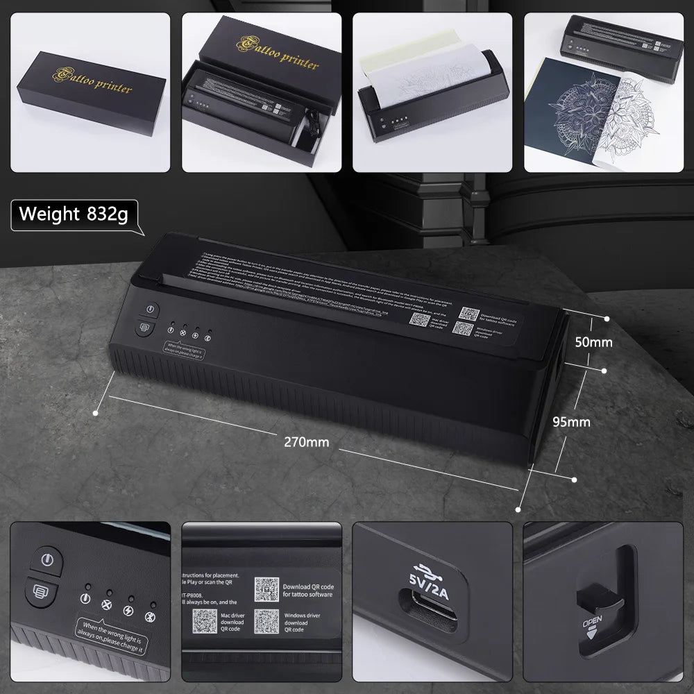XNET Portable Bluetooth Thermal Tattoo Printer with Precise Stencil