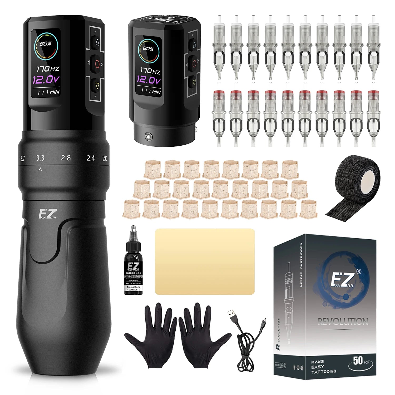 EZ P3 Pro Cordless Tattoo Machine • Adjustable Stroke and Pro Performance