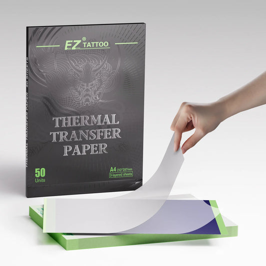 Papel de transferência de tatuagem ez, 20/50 peças, tamanho a4, copiadora térmica, papéis de estêncil para máquina de transferência de tatuagem, acessórios de papel