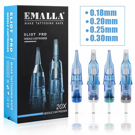 20/10 pçs emalla eliz pro cartucho de tatuagem agulhas rl rs cm mg esterilizar tatuagem maquiagem permanente cartucho máquina caneta agulha