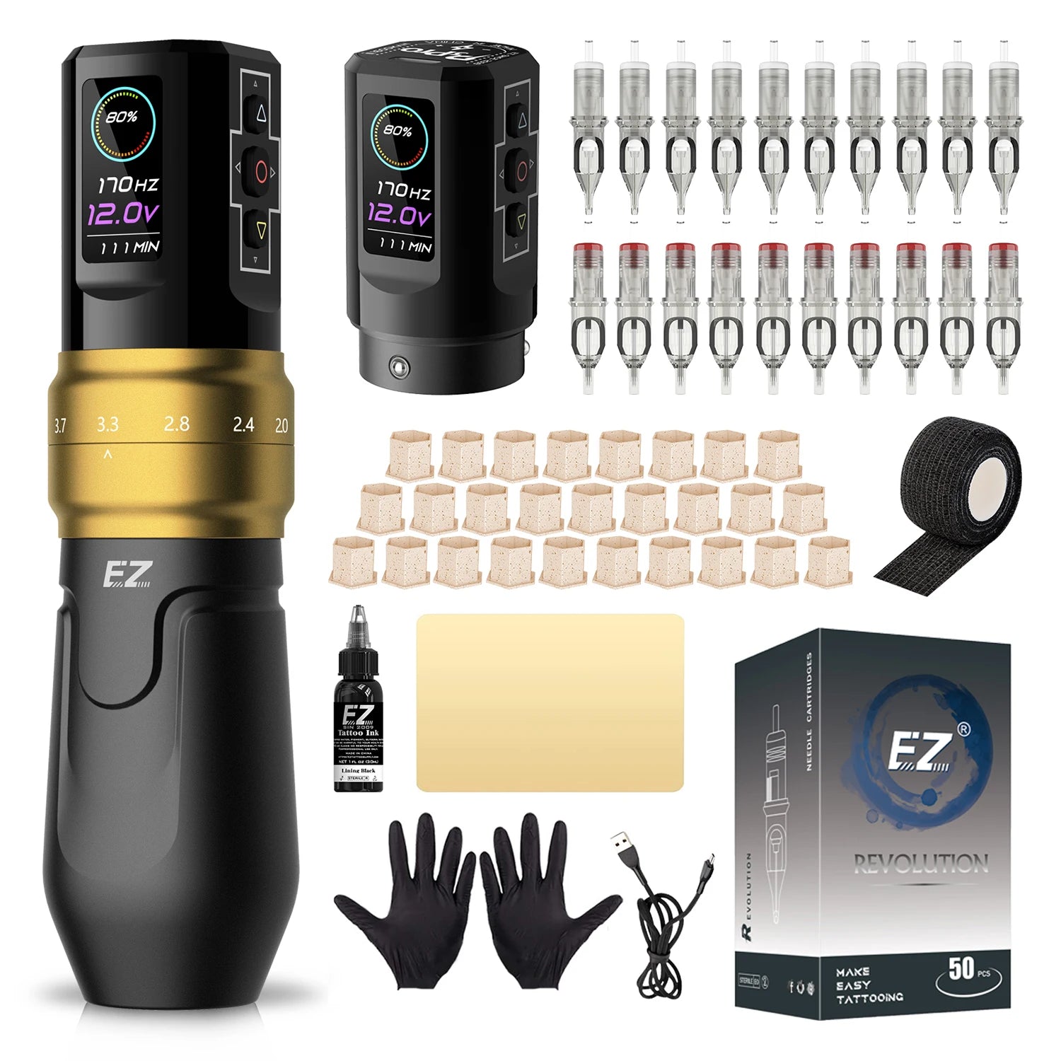 EZ P3 Pro Cordless Tattoo Machine • Adjustable Stroke and Pro Performance