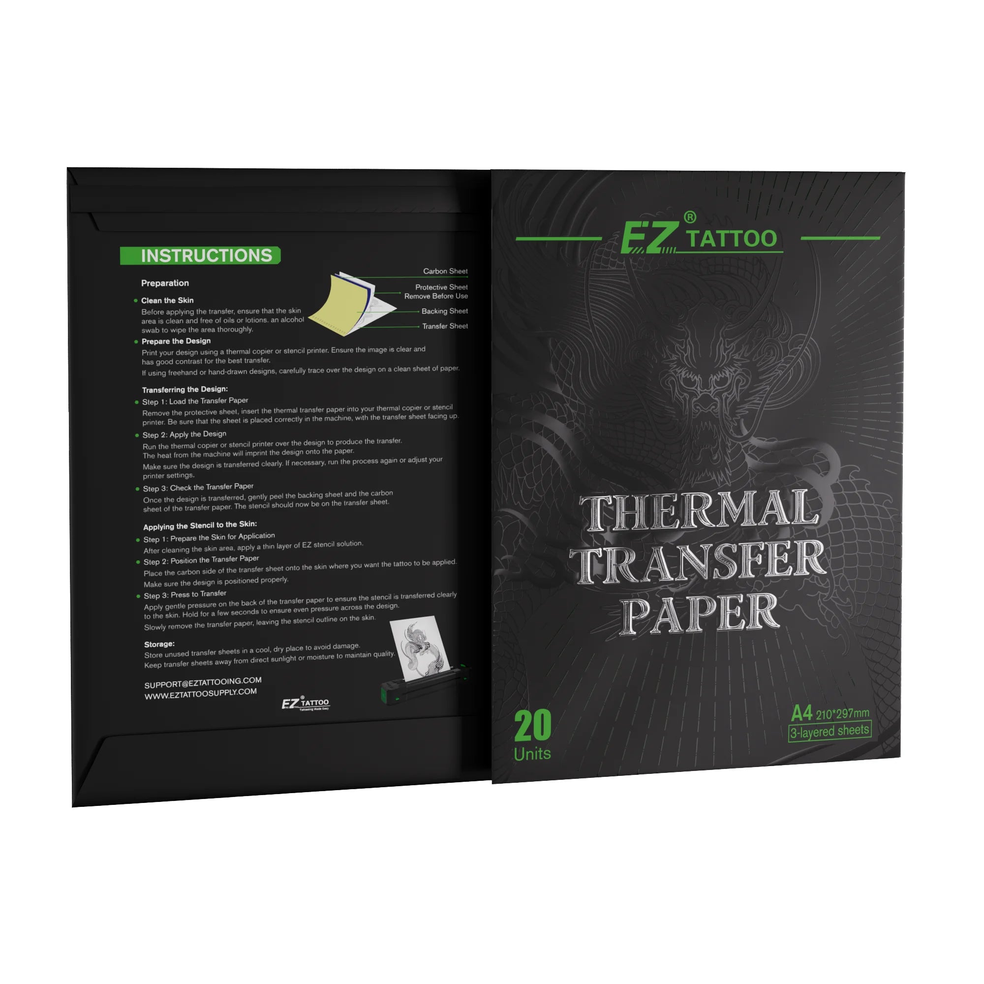 EZ A4 Transfer Paper for Tattooing with Precise Stencil