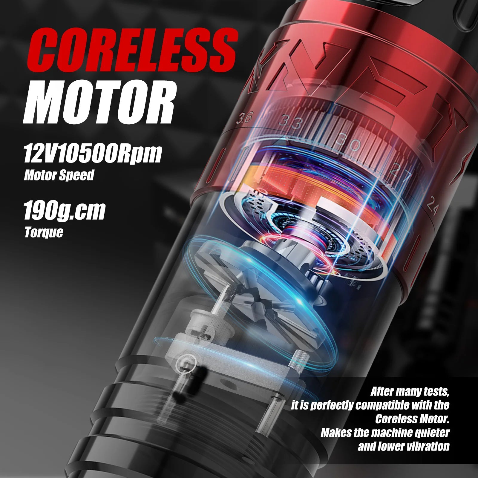 XNET Vipera Máquina de Tatuagem Sem Fio Ajustável 2.4–4.2mm