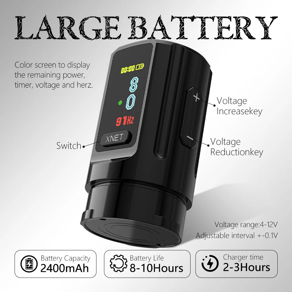 XNET Vipera Wireless Kit – Complete Tattoo Machine with Adjustable Stroke