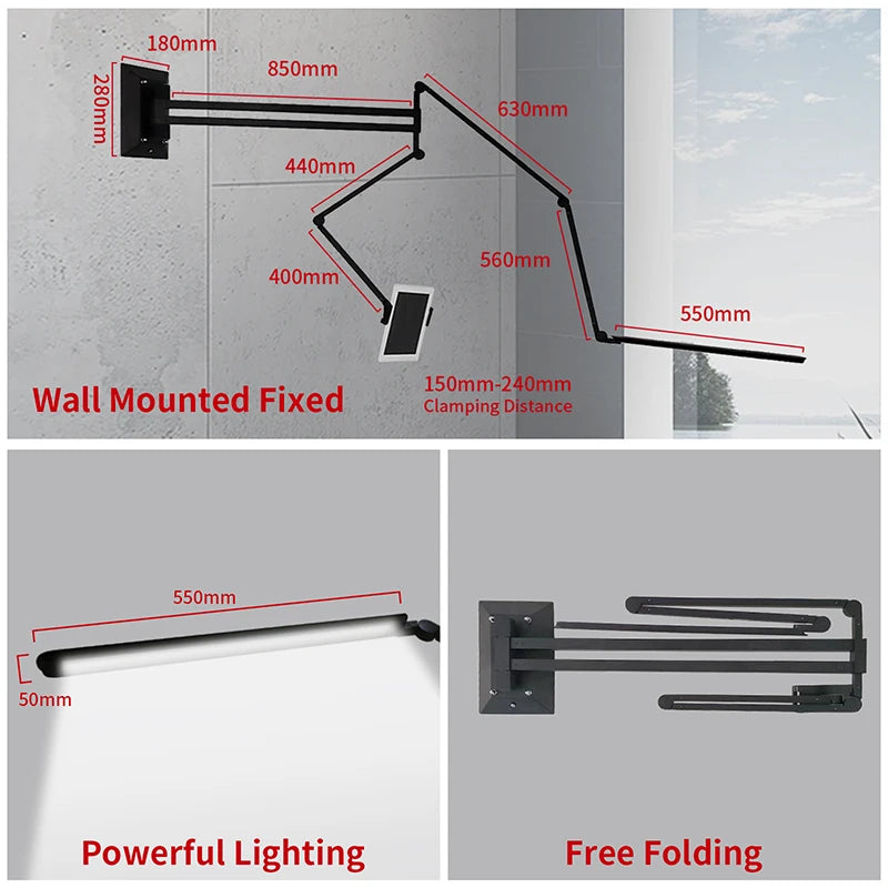 TAIDU LED Wall Lamp for Tattoos with Tablet Holder