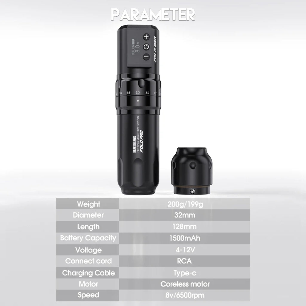 Dragonhawk Fold Pro Adjustable Tattoo Machine — Precision and Versatility