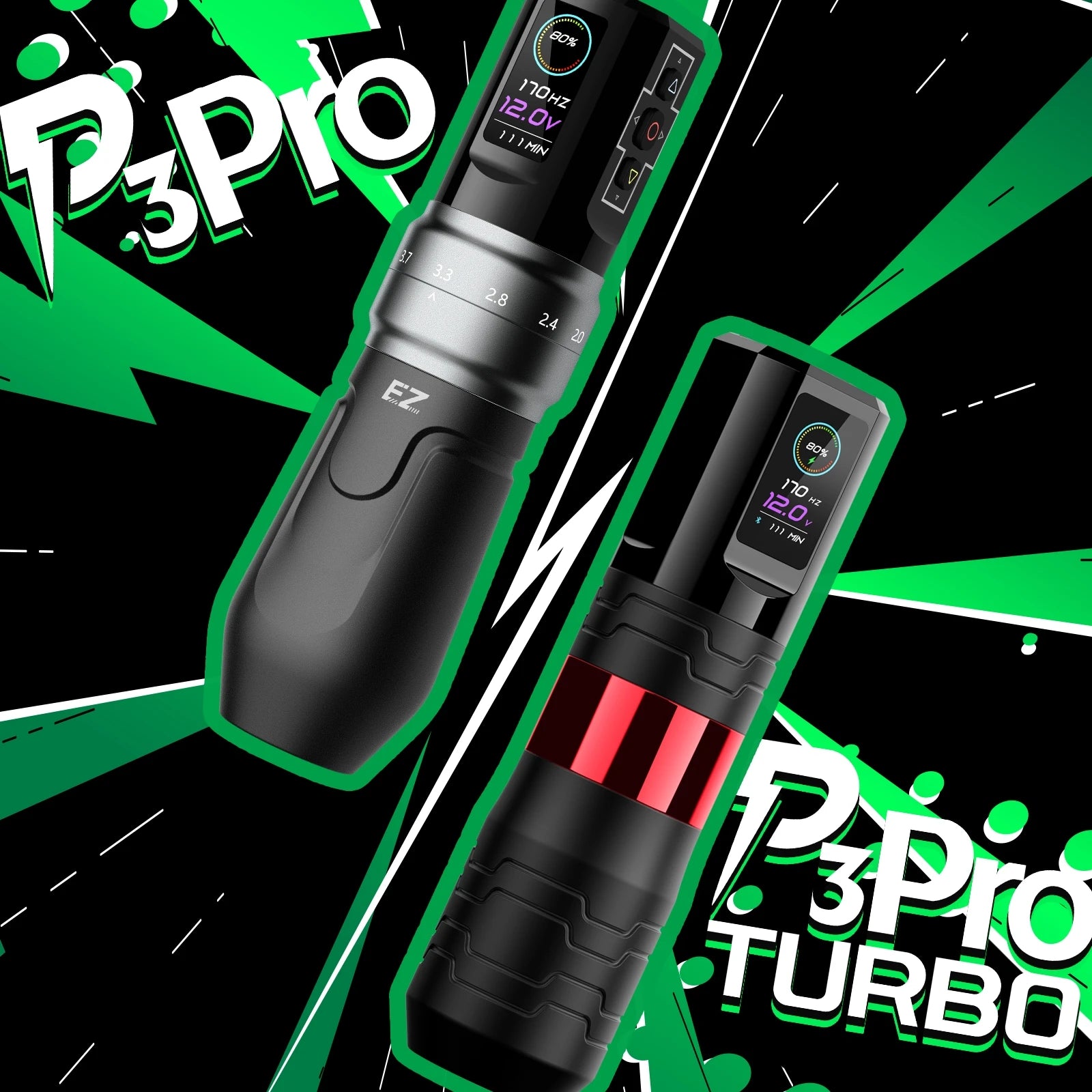 EZ P3 Pro Turbo – Cordless Tattoo Machine with Full Control