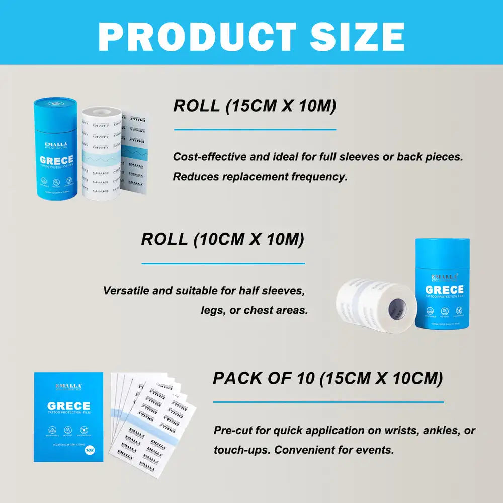 EMALLA GRECE Premium Tattoo Protection Film for Healing
