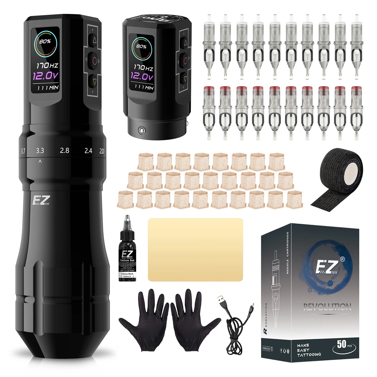 EZ P3 Pro Cordless Tattoo Machine • Adjustable Stroke and Pro Performance