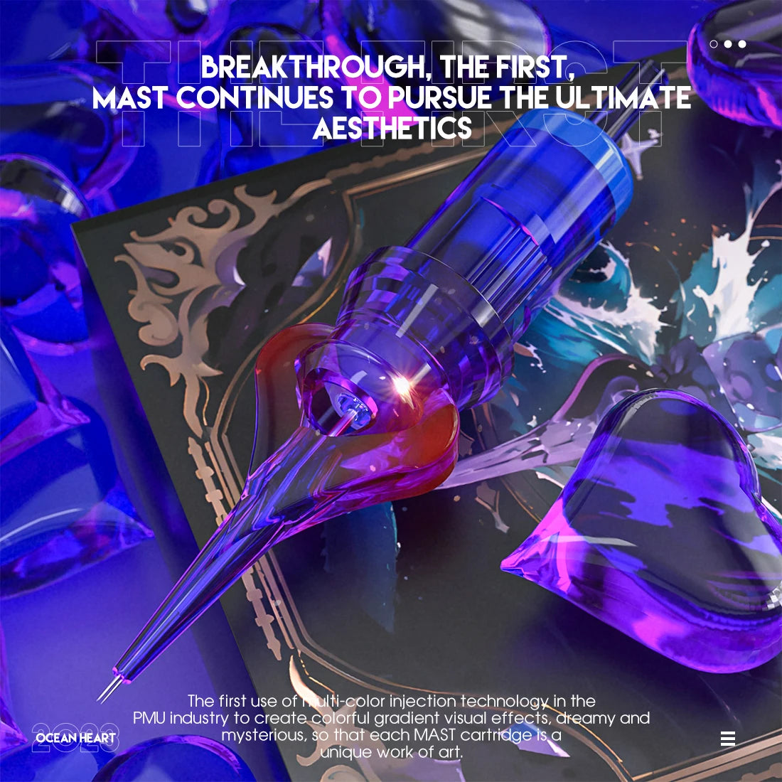 Ocean Heart Mast cartridges for tattooing and PMU with smooth precision.